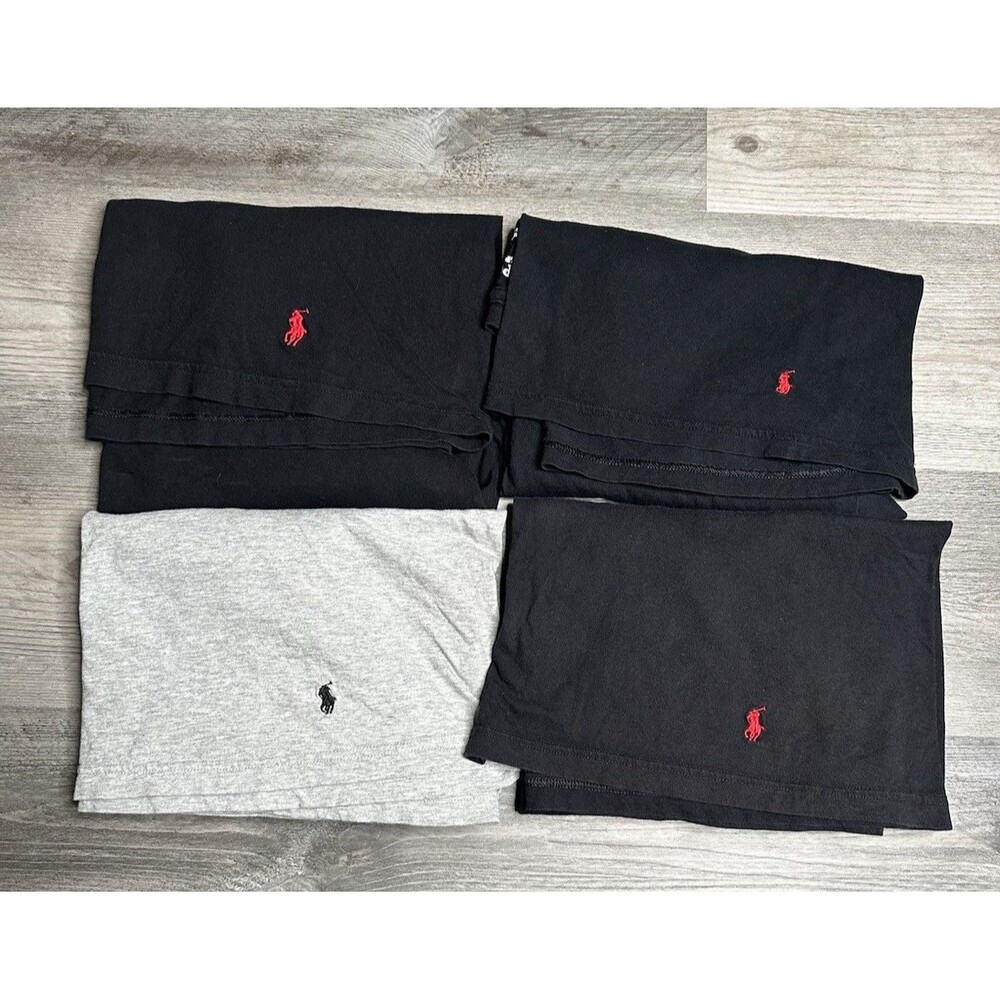 Lot of 4 Polo Ralph Lauren Men's Large T-Shirts Black/Gray V-Neck